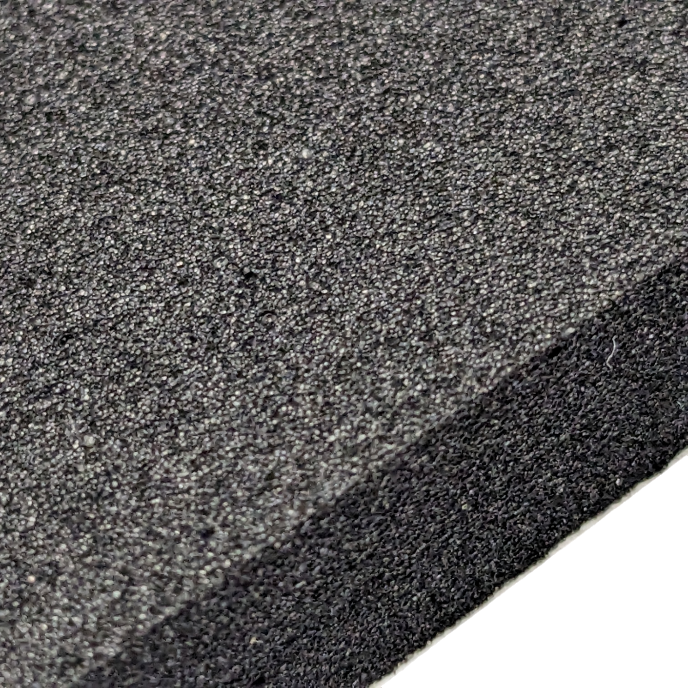 Texture Neoprene EPDM Blend P8100UL Soft - Pres-On Close Up of medium soft, closed cell, UL rated, and black Neoprene EPDM Blended Foam