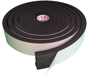 Neoprene EPDM Blend P8100UL Soft - Pres-On Medium Soft Density, Closed Cell, UL Rated, and Black Neoprene EPDM Blended Foam Tape